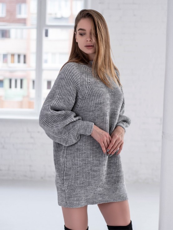 Жіноча туніка з високим горлом - Вовна - Акрил - "Мира" сірий Жіноча туніка з високим горлом - Вовна - Акрил - "Мира" сірий 2