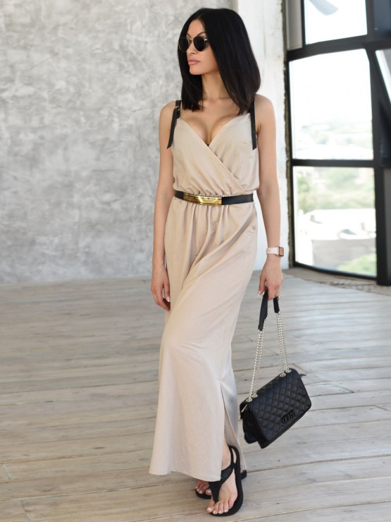 Летний трикотажный  сарафан - «Доминика» - Бежевый Летний трикотажный  сарафан - «Доминика» - Бежевый 5