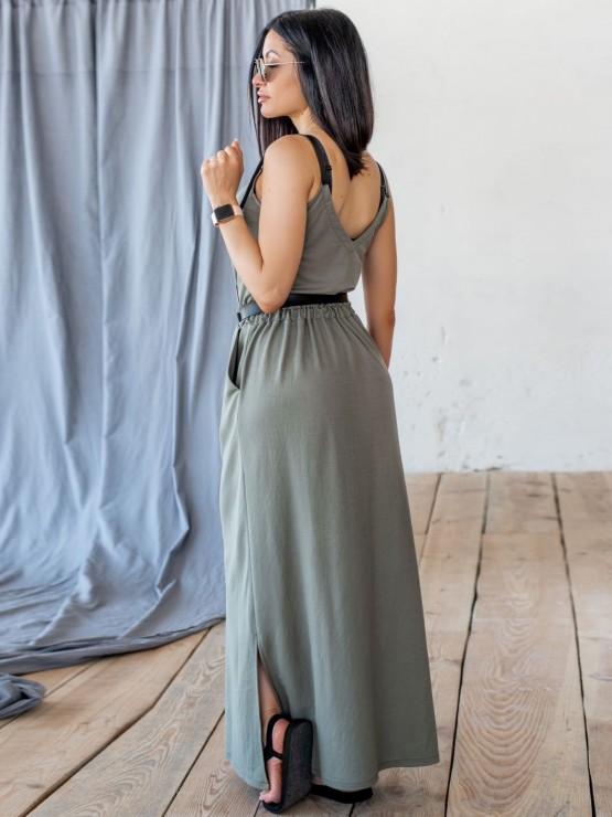 Летний трикотажный  сарафан - «Доминика» - Хаки 3