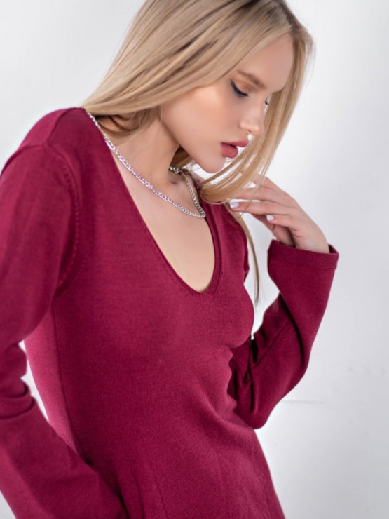 Сукня "Джуді" - Глибоке декольте - one size - Вишня 1