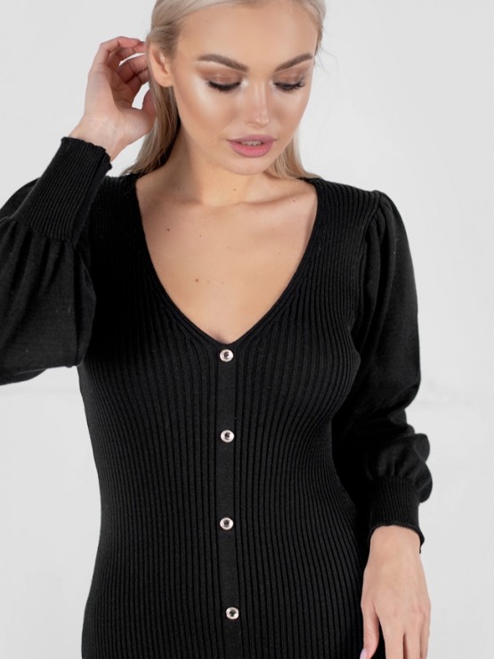 Платье "Наоми" - Машинная вязка - цвет Черный 1