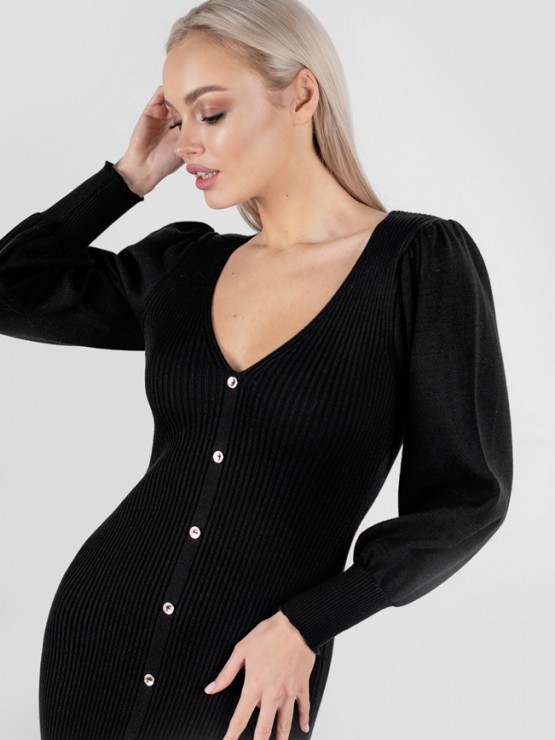 Платье "Наоми" - Машинная вязка - цвет Черный 2