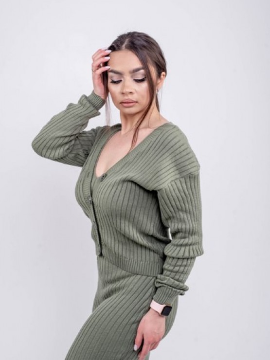 Женская вязаная кофта "Элизабет" - Хаки 1