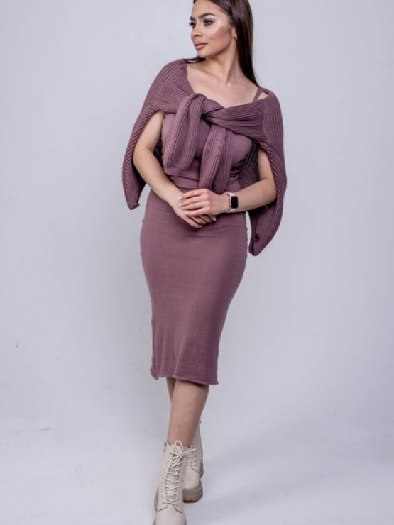В'язана жіноча сукня - машинна в'язка - "Келлі" - Слива 2