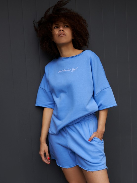Костюм вільного крою - Футболка, шорти - Софія - Блакитний Костюм вільного крою - Футболка, шорти - Софія - Блакитний 6