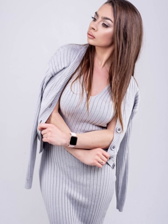 Женская вязаная кофта "Элизабет" - Серый 6