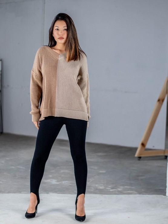 Свитер "Кэтрин" - OVERSIZE - Шерсть - Беж-карамель 1