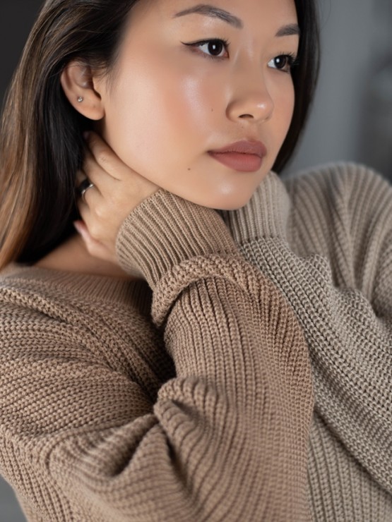 Свитер "Кэтрин" - OVERSIZE - Шерсть - Беж-карамель 3