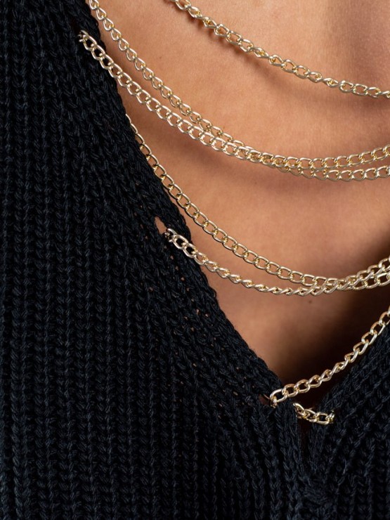 Светр з відкритою спиною oversize - машинне в'язання - "Кайлі" - Чорний 4