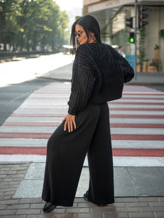 Укорочений кардиган із гудзиками - one size - "FLORA" чорний 2