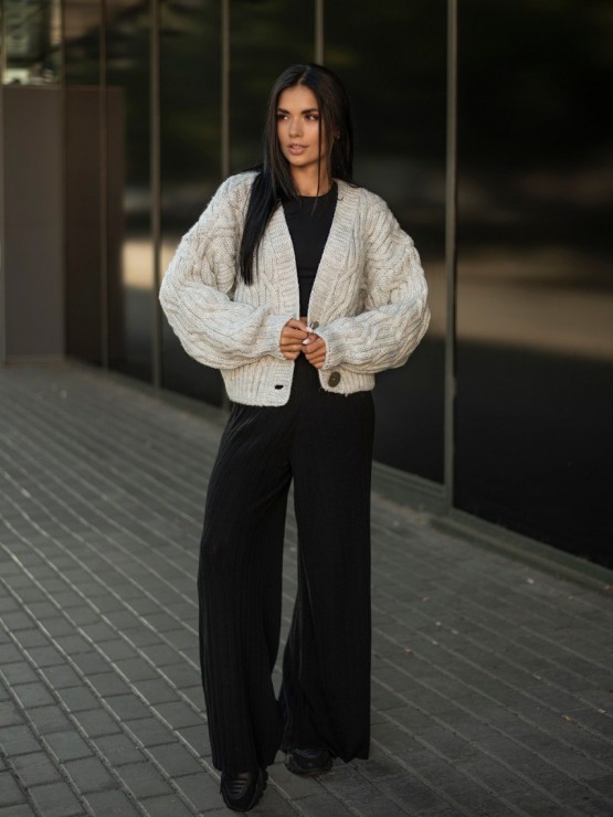 Укорочений кардиган із гудзиками - one size - "FLORA" - Бежевий 7