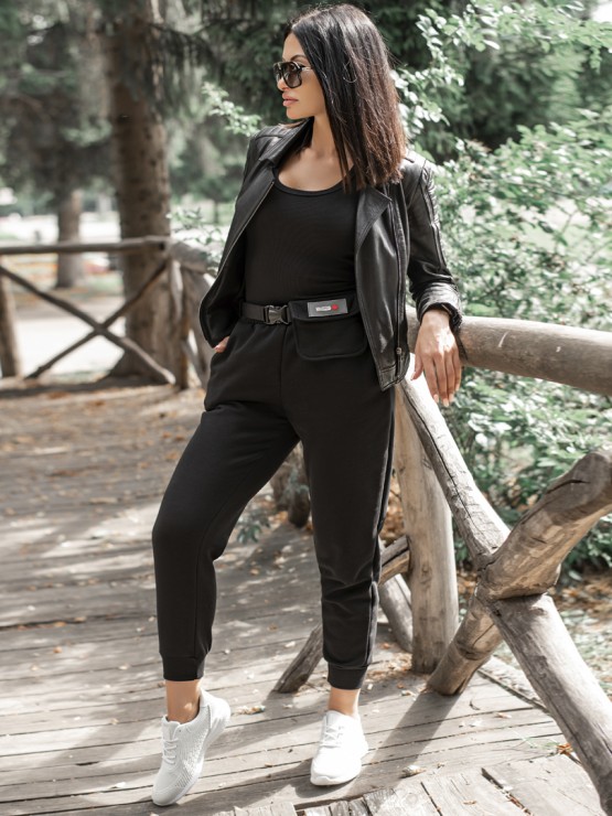 Жіночі штани з кишенею - Тринитка - Чорний 