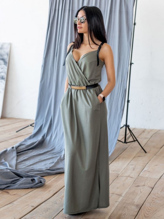 Летний трикотажный  сарафан - «Доминика» - Хаки 2