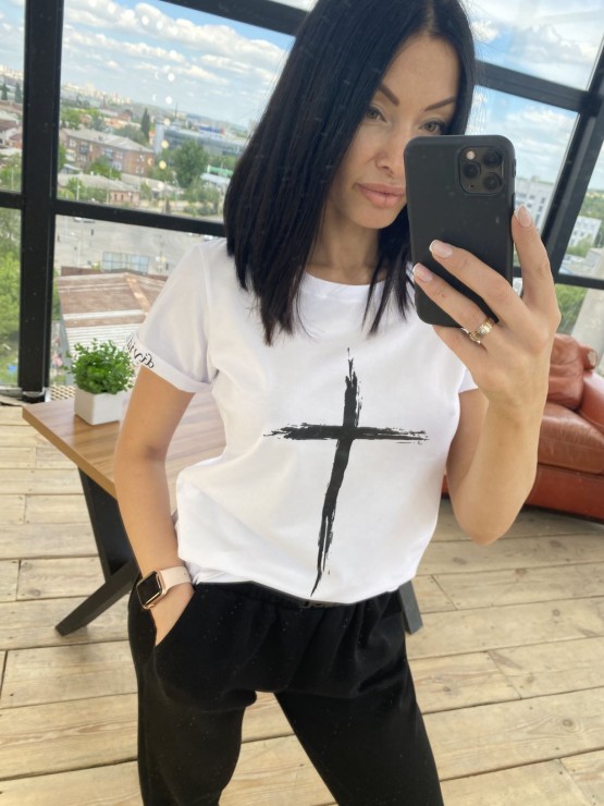 Жіноча футболка - "Джетта" - Бавовна - - Біла 4