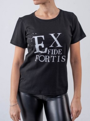 Женская футболка свободного кроя - Хлопок - "Элис" - Черная