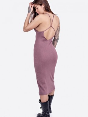 Жіноча сукня з відкритою спиною - машинна в'язка - "Ірис" - Слива