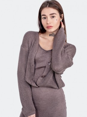 Жіночий костюм - сукня міді з кофтою - машинна в'язка - "Келлі" - Шоколад