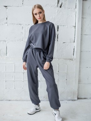 Жіночий спортивний костюм "Джой"
- світшот-топ та штани - Тринитка -  Графіт