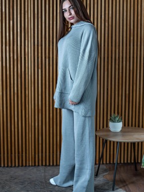 Женский костюм  «Кира» - машинная вязка - Серый