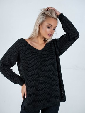 Светр з відкритою спиною oversize - машинне в'язання - "Кайлі" - Чорний Светр з відкритою спиною oversize - машинне в'язання - "Кайлі" - Чорний